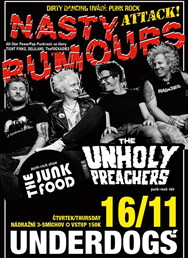 Punk rock Attack! Nasty Rumours, Unholy Preachers, Junk Food