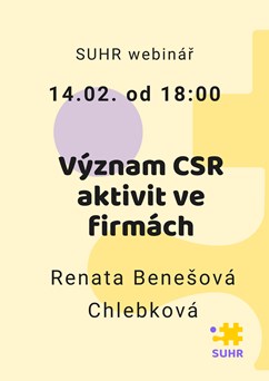 SUHR webinář: Význam CSR aktivit ve firmách