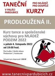 Prodloužená II. - Taneční kurzy pro MLÁDEŽ - PODZIM 2022
