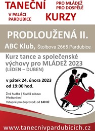 Prodloužená II. - Taneční kurzy MLÁDEŽ 2023 (LEDEN - DUBEN)