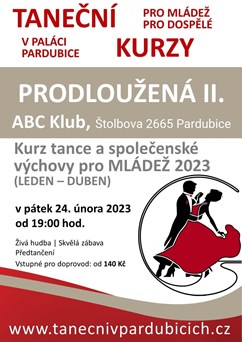 Prodloužená II. - Taneční kurzy MLÁDEŽ 2023 (LEDEN - DUBEN)