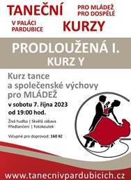 Kurz Y - Prodloužená I. - Taneční kurzy MLÁDEŽ - PODZIM 2023