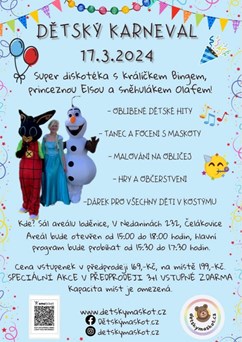 Dětský karneval - diskotéka s Bingem, Elsou a Olafem