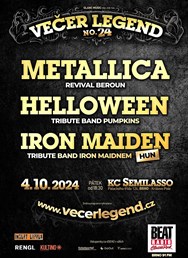 VEČER LEGEND 24 tribut METALLICA, HELLOWEEN, IRON MAIDEN