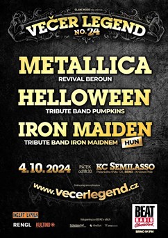 VEČER LEGEND 24 tribut METALLICA, HELLOWEEN, IRON MAIDEN