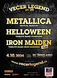 VEČER LEGEND 24 tribut METALLICA, HELLOWEEN, IRON MAIDEN