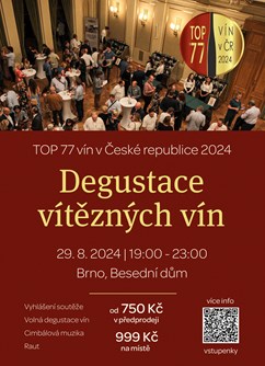Galadegustace 26. ročníku soutěže TOP 77 vín v ČR 2024