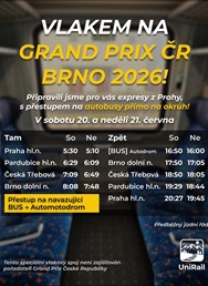 Zvláštním vlakem na GrandPrix 2026 Brno