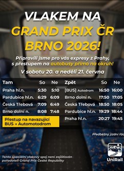 Zvláštním vlakem na GrandPrix 2026 Brno