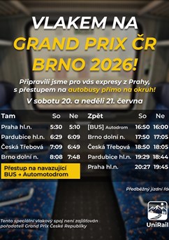 Zvláštním vlakem na GrandPrix 2026 Brno