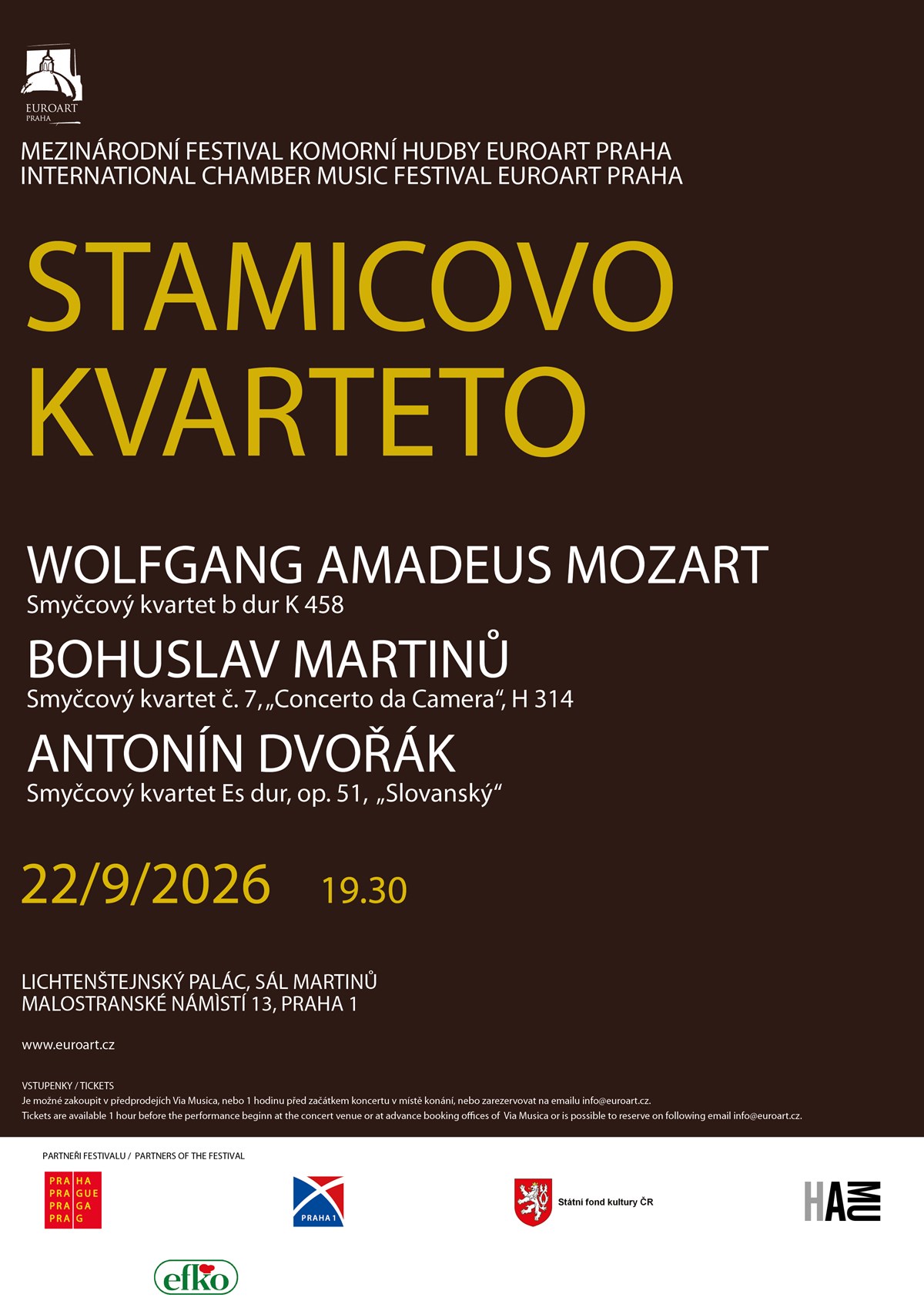 Stamicovo kvarteto, EuroArt Praha, zahajovací koncert
