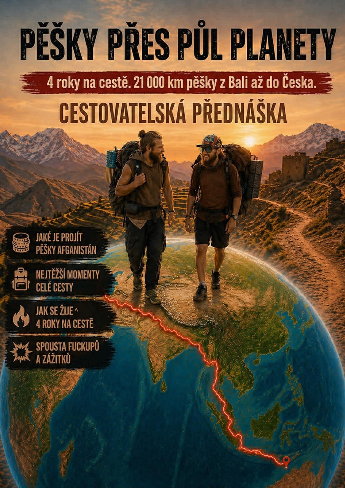 Vagabundi na cestách, Pěšky přes půl planety: z Bali do Česka