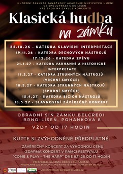 Klasická hudba na zámku 2026/2027 - PŘEDPLATNÉ