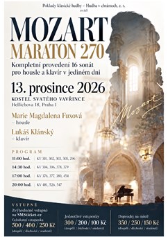 MOZART MARATON 270 – všechny 4 koncerty! - celý den - 16 sonát