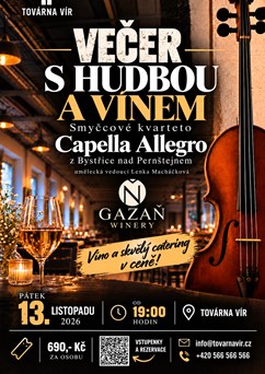 Večer s hudbou a vínem - Smyčcové kvarteto Cappella Allegra